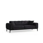Casa si Gradina - Mobilier - Canapele si coltare - Canapele - Canapea extensibila 3 locuri, Hanah Home, lemn fag si PAL, negru, 225x92x76 cm - Infinity.ro