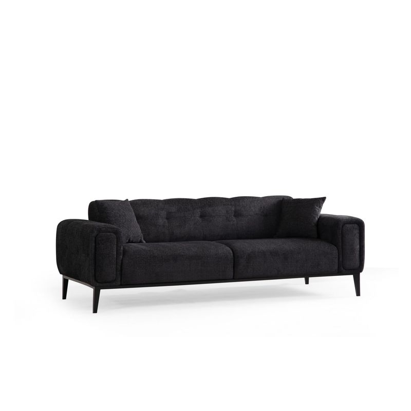 Casa si Gradina - Mobilier - Canapele si coltare - Canapele - Canapea extensibila 3 locuri, Hanah Home, lemn fag si PAL, negru, 225x92x76 cm - Infinity.ro