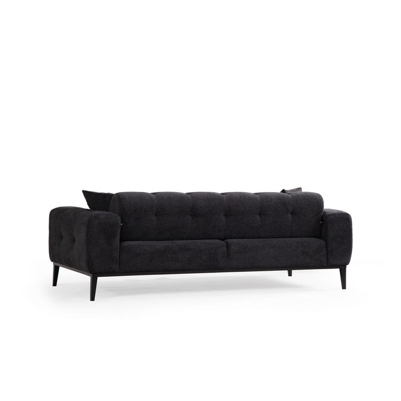 Casa si Gradina - Mobilier - Canapele si coltare - Canapele - Canapea extensibila 3 locuri, Hanah Home, lemn fag si PAL, negru, 225x92x76 cm - Infinity.ro