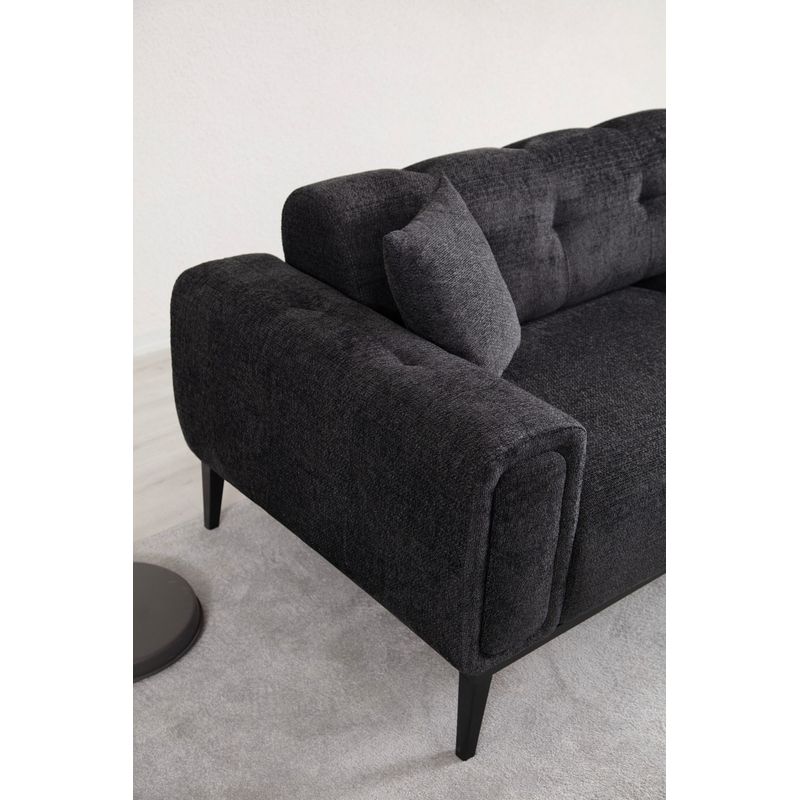 Casa si Gradina - Mobilier - Canapele si coltare - Canapele - Canapea extensibila 3 locuri, Hanah Home, lemn fag si PAL, negru, 225x92x76 cm - Infinity.ro