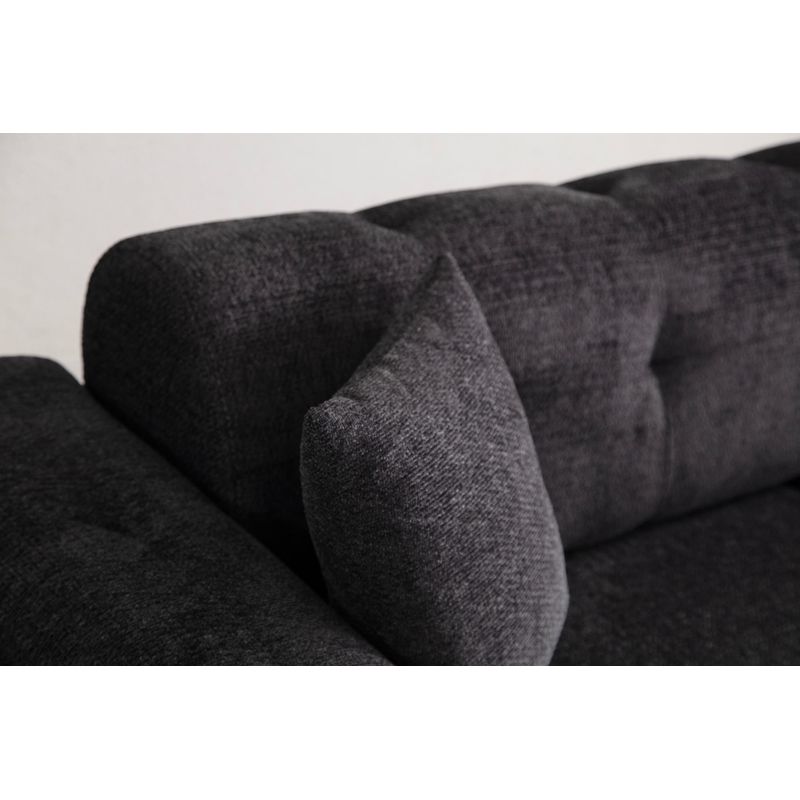 Casa si Gradina - Mobilier - Canapele si coltare - Canapele - Canapea extensibila 3 locuri, Hanah Home, lemn fag si PAL, negru, 225x92x76 cm - Infinity.ro