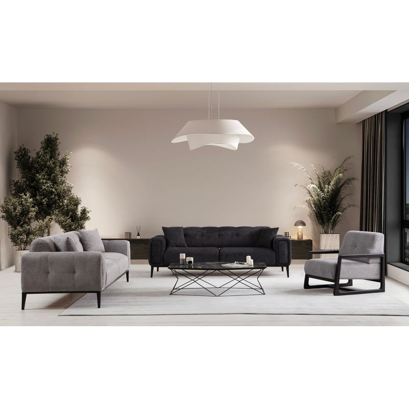 Casa si Gradina - Mobilier - Canapele si coltare - Canapele - Canapea extensibila 3 locuri, Hanah Home, lemn fag si PAL, negru, 225x92x76 cm - Infinity.ro