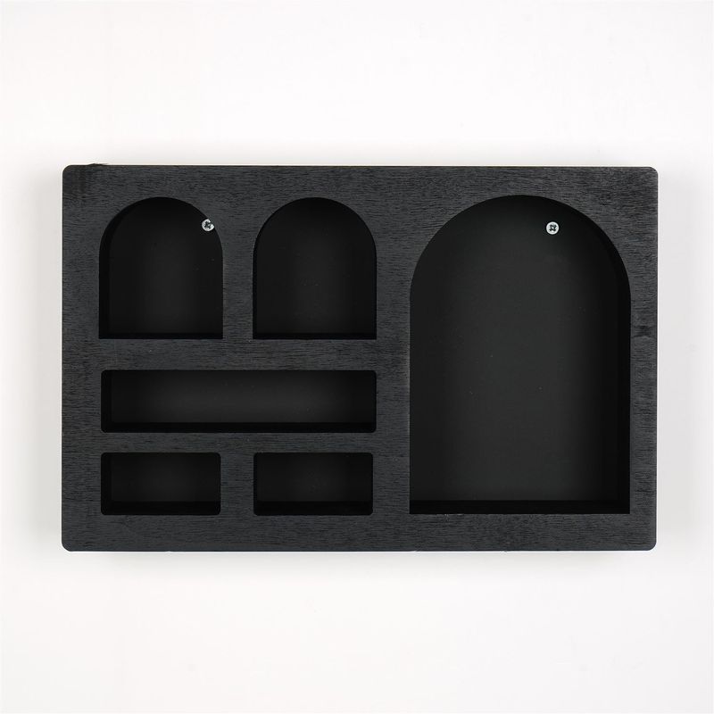 Casa si Gradina - Mobilier - Biblioteci si rafturi - Rafturi - Raft de perete, Hanah Home, lemn masiv, negru, 35x23x6 cm - Infinity.ro