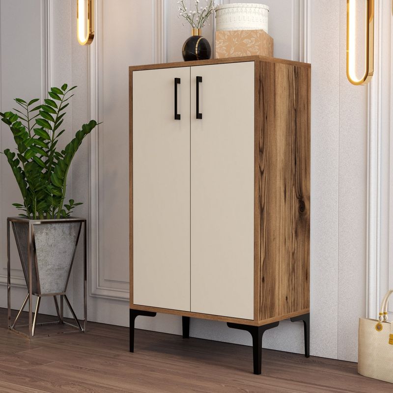 Casa si Gradina - Mobilier - Dulapuri si sifoniere - Dulapuri pantofi - Dulap pantofi, Hanah Home, pal melaminat, nuc crem, 60x35x111 cm - Infinity.ro