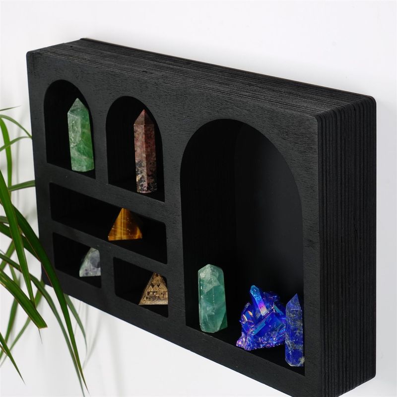 Casa si Gradina - Mobilier - Biblioteci si rafturi - Rafturi - Raft de perete, Hanah Home, lemn masiv, negru, 35x23x6 cm - Infinity.ro