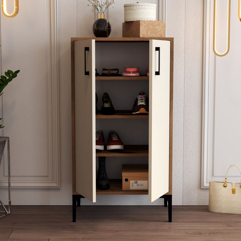 Casa si Gradina - Mobilier - Dulapuri si sifoniere - Dulapuri pantofi - Dulap pantofi, Hanah Home, pal melaminat, nuc crem, 60x35x111 cm - Infinity.ro