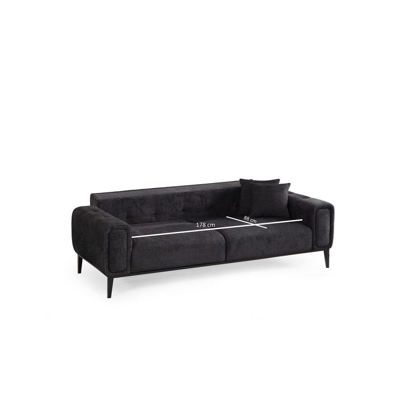 Casa si Gradina - Mobilier - Canapele si coltare - Canapele - Canapea extensibila 3 locuri, Hanah Home, lemn fag si PAL, negru, 225x92x76 cm - Infinity.ro