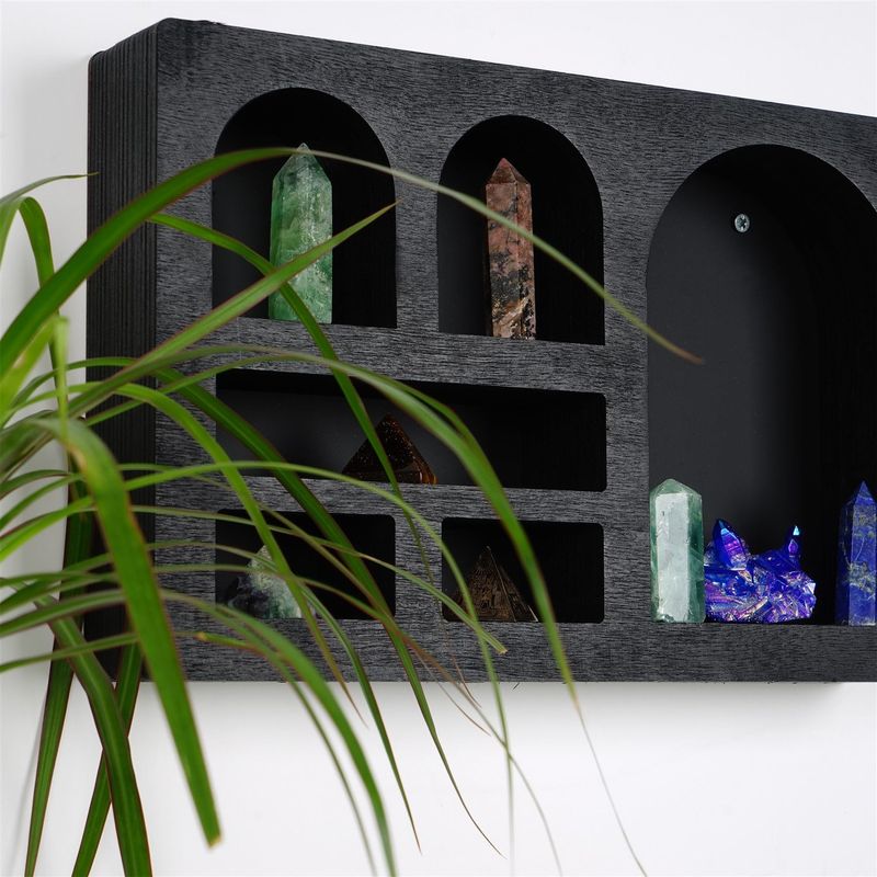 Casa si Gradina - Mobilier - Biblioteci si rafturi - Rafturi - Raft de perete, Hanah Home, lemn masiv, negru, 35x23x6 cm - Infinity.ro