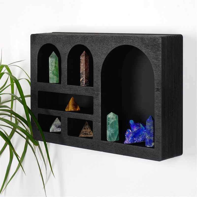 Casa si Gradina - Mobilier - Biblioteci si rafturi - Rafturi - Raft de perete, Hanah Home, lemn masiv, negru, 35x23x6 cm - Infinity.ro