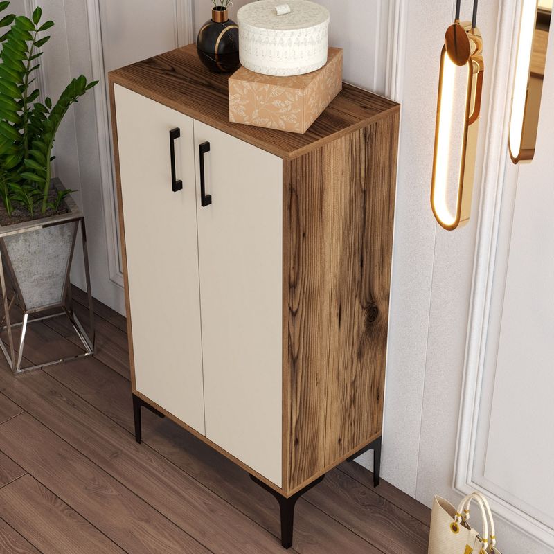 Casa si Gradina - Mobilier - Dulapuri si sifoniere - Dulapuri pantofi - Dulap pantofi, Hanah Home, pal melaminat, nuc crem, 60x35x111 cm - Infinity.ro
