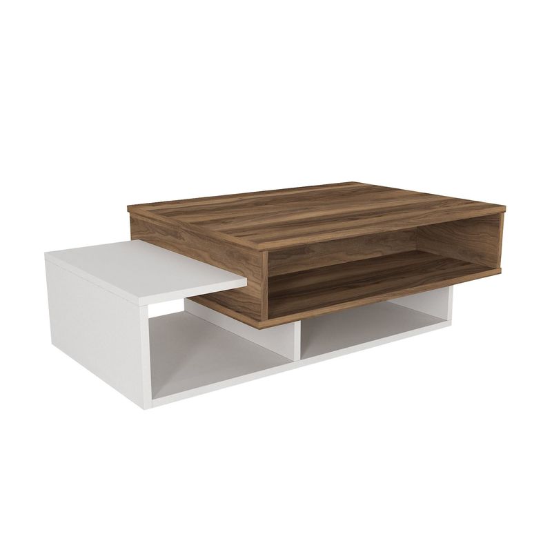 Casa si Gradina - Mobilier - Mese si birouri - Masute de cafea - Masuta de cafea, Hanah Home, pal melaminat, alb si nuc, 105x60x32 cm - Infinity.ro