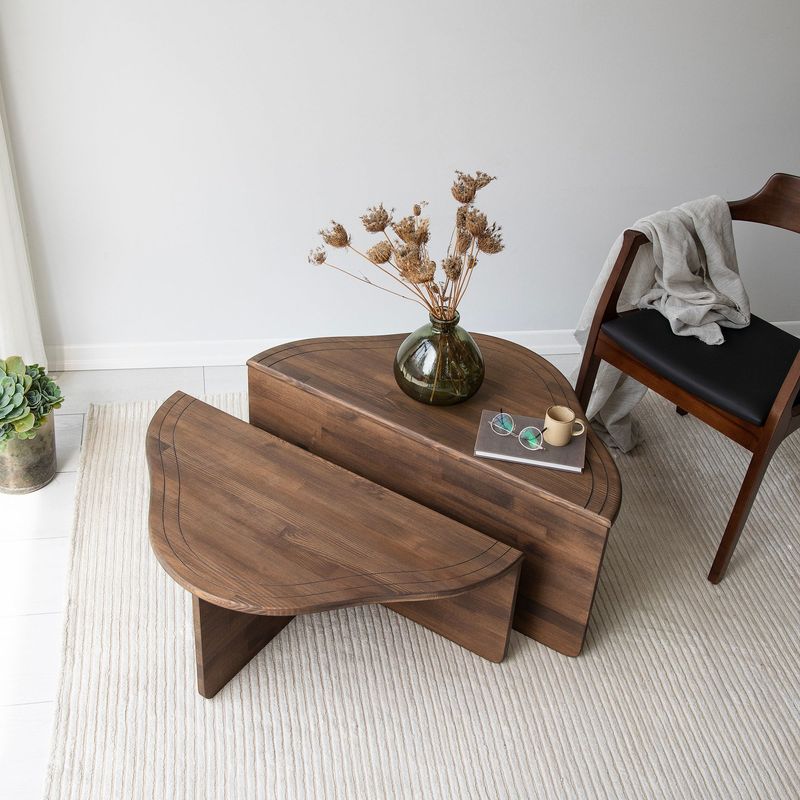 Casa si Gradina - Mobilier - Mese si birouri - Masute de cafea - Masuta de cafea, Hanah Home, lemn masiv, nuc, 90x45x40 cm - Infinity.ro