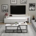 Casa si Gradina - Mobilier - Seturi de mobilier - Seturi living - Set living, Hanah Home, pal melaminat, alb, stand tv 192x53x37 cm, masute 88x38x50 cm si 57x45x55 cm - Infinity.ro