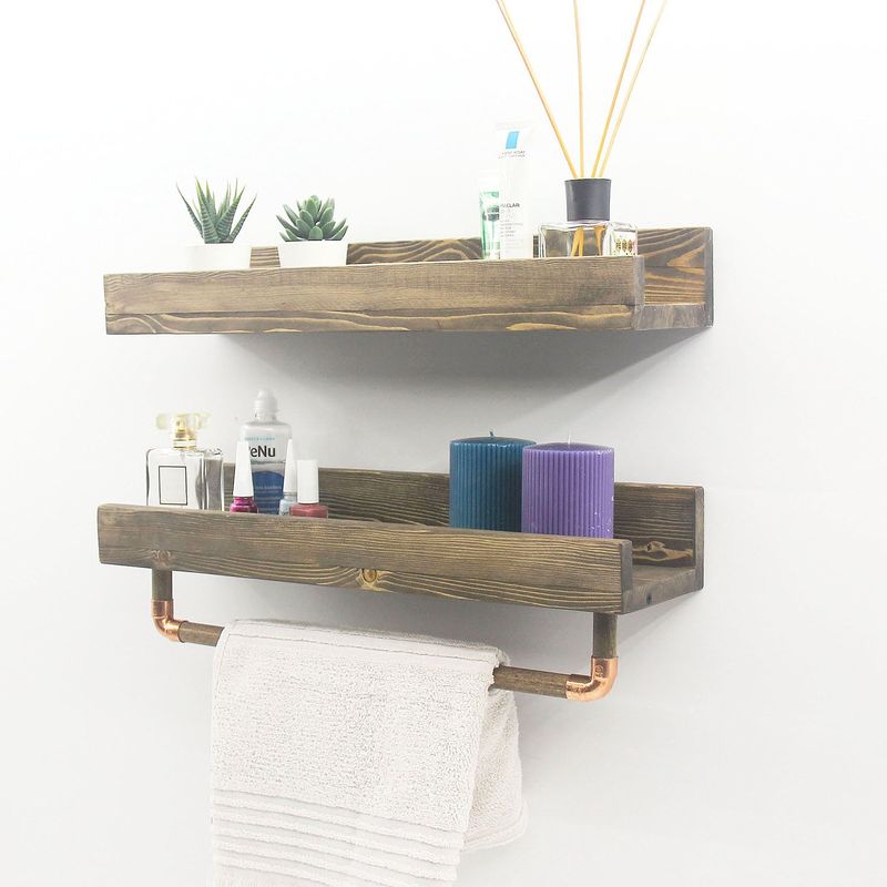 Casa si Gradina - Mobilier - Biblioteci si rafturi - Rafturi - Raft de perete, Hanah Home, lemn molid, nuc, 50x15x15 cm - Infinity.ro