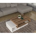 Casa si Gradina - Mobilier - Mese si birouri - Masute de cafea - Masuta de cafea, Hanah Home, pal melaminat, alb si nuc, 105x60x32 cm - Infinity.ro