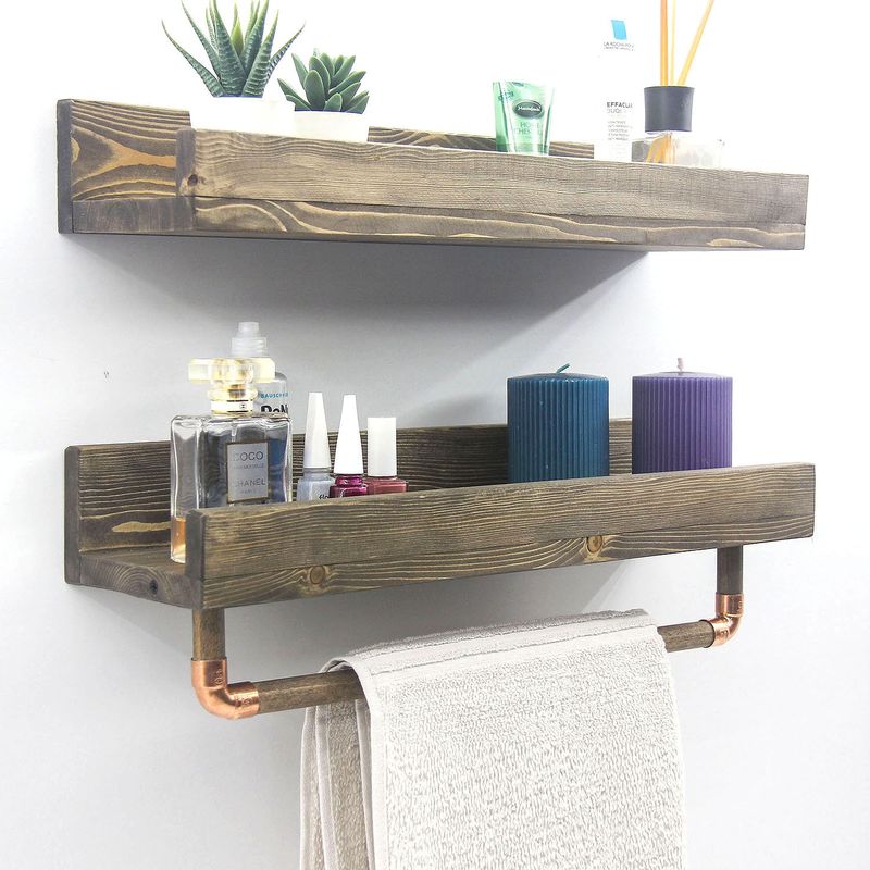 Casa si Gradina - Mobilier - Biblioteci si rafturi - Rafturi - Raft de perete, Hanah Home, lemn molid, nuc, 50x15x15 cm - Infinity.ro