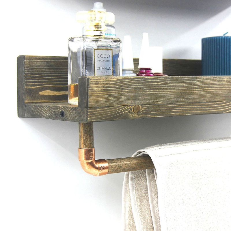 Casa si Gradina - Mobilier - Biblioteci si rafturi - Rafturi - Raft de perete, Hanah Home, lemn molid, nuc, 50x15x15 cm - Infinity.ro