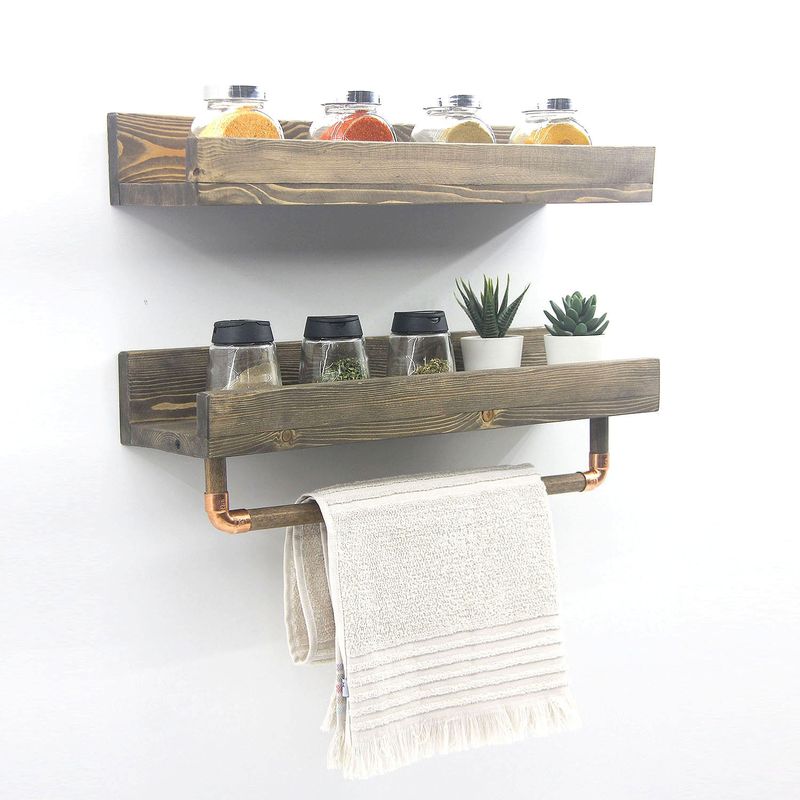 Casa si Gradina - Mobilier - Biblioteci si rafturi - Rafturi - Raft de perete, Hanah Home, lemn molid, nuc, 50x15x15 cm - Infinity.ro