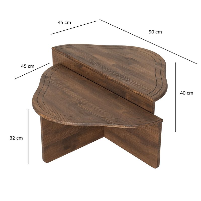 Casa si Gradina - Mobilier - Mese si birouri - Masute de cafea - Masuta de cafea, Hanah Home, lemn masiv, nuc, 90x45x40 cm - Infinity.ro