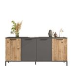 Casa si Gradina - Mobilier - Comode si corpuri - Console - Consola, Hanah Home, panou aglomerat melaminat, pin atlantic si antracit, 160x40x71.8 cm - Infinity.ro