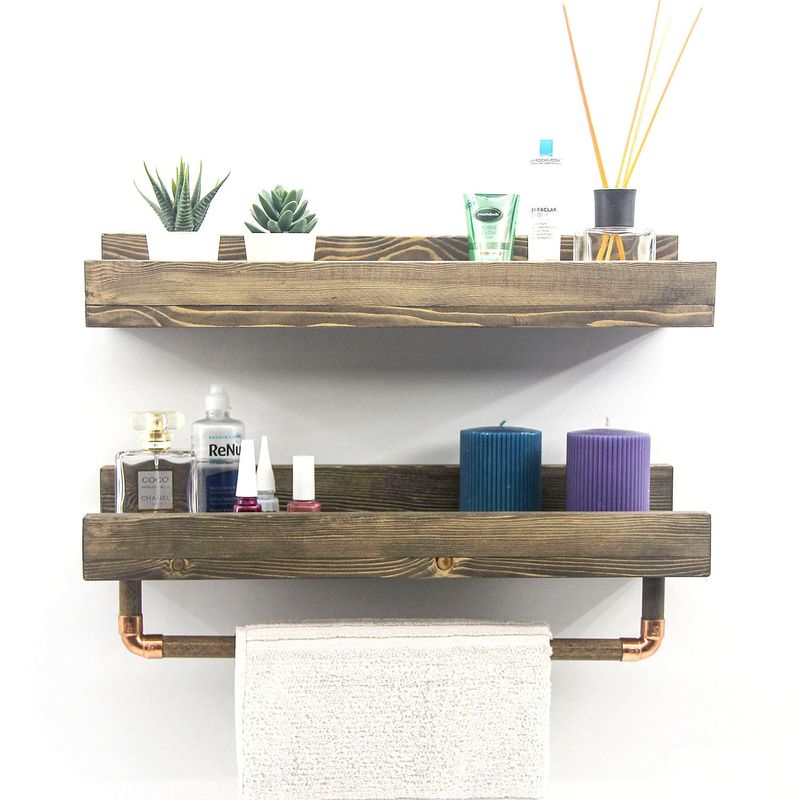 Casa si Gradina - Mobilier - Biblioteci si rafturi - Rafturi - Raft de perete, Hanah Home, lemn molid, nuc, 50x15x15 cm - Infinity.ro