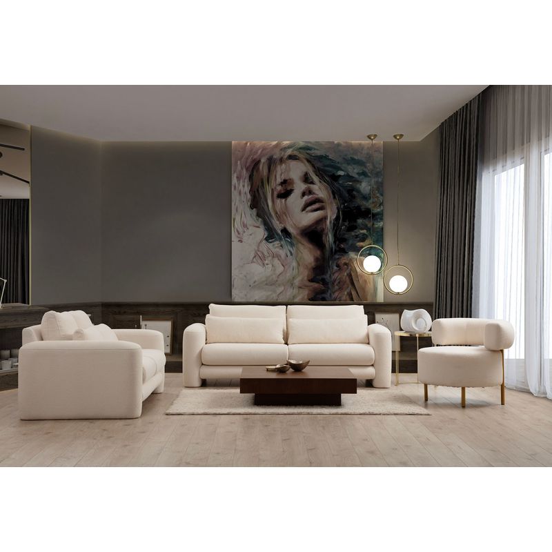 Casa si Gradina - Mobilier - Canapele si coltare - Canapele - Canapea 3 locuri, Hanah Home, lemn de fag, crem, 215x97x73 cm - Infinity.ro