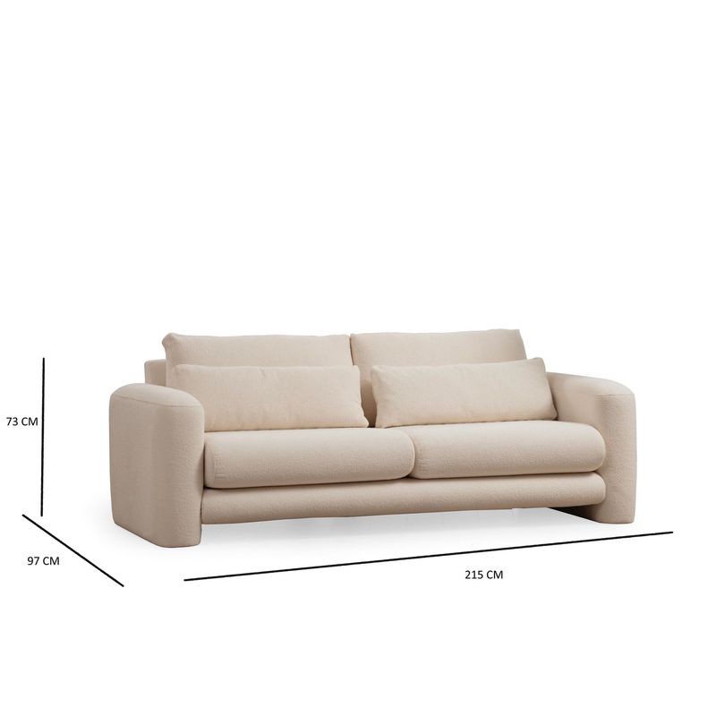 Casa si Gradina - Mobilier - Canapele si coltare - Canapele - Canapea 3 locuri, Hanah Home, lemn de fag, crem, 215x97x73 cm - Infinity.ro