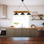 Casa si Gradina - Corpuri si surse de iluminat - Lustre si pendule - Lustra, Opviq, pin masiv, nuc si negru, 80x22x65 cm - Infinity.ro