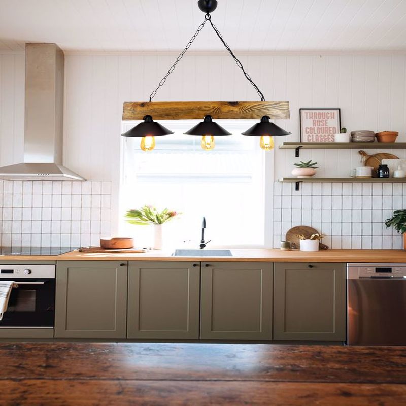 Casa si Gradina - Corpuri si surse de iluminat - Lustre si pendule - Lustra, Opviq, pin masiv, nuc si negru, 80x22x65 cm - Infinity.ro