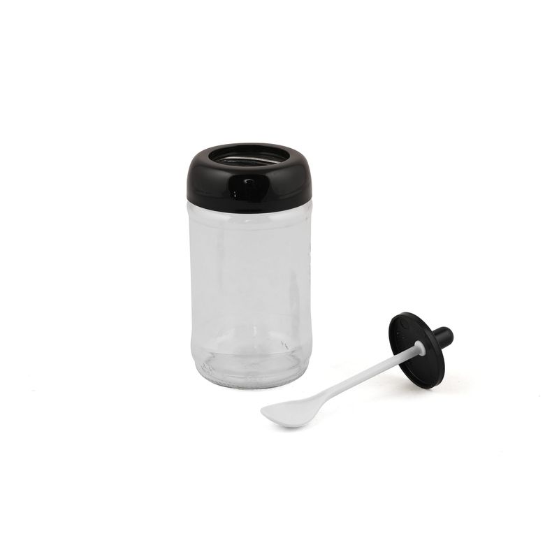 Casa si Gradina - Bucatarie si vesela - Organizare si depozitare bucatarie - Borcane si capace - Set borcane pentru condimente, Hermia, sticla, negru, 6,5x6,5x13 cm, 12 piese - Infinity.ro