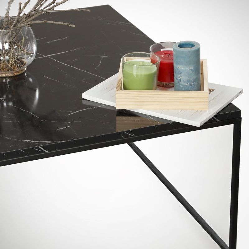 Casa si Gradina - Mobilier - Mese si birouri - Masute de cafea - Masuta de cafea, Hanah Home, pal melaminat, negru si alb, 75x75x43 cm - Infinity.ro