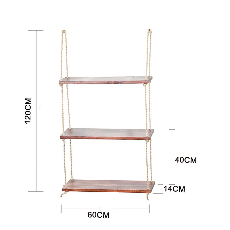 Casa si Gradina - Mobilier - Biblioteci si rafturi - Rafturi - Raft de perete, Hanah Home, lemn de molid, nuc, 60x14x120 cm - Infinity.ro