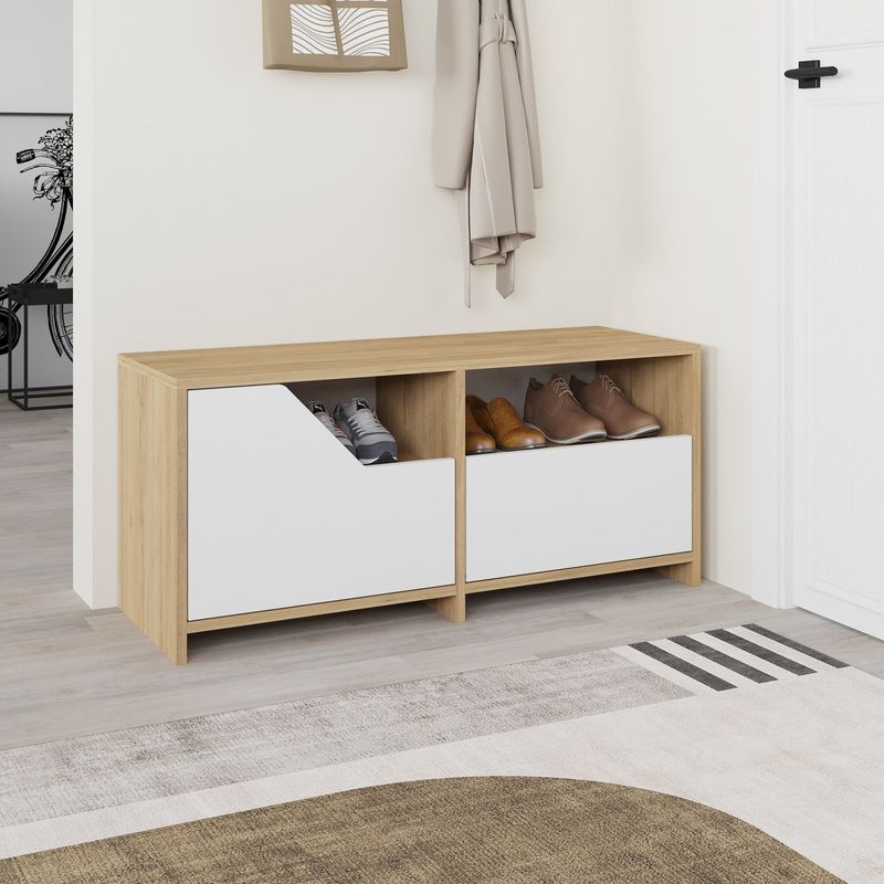 Casa si Gradina - Mobilier - Organizare si depozitare - Organizator incaltaminte - Organizator incaltaminte, Hanah Home, pal melaminat, stejar si alb, 105x47x37 cm - Infinity.ro