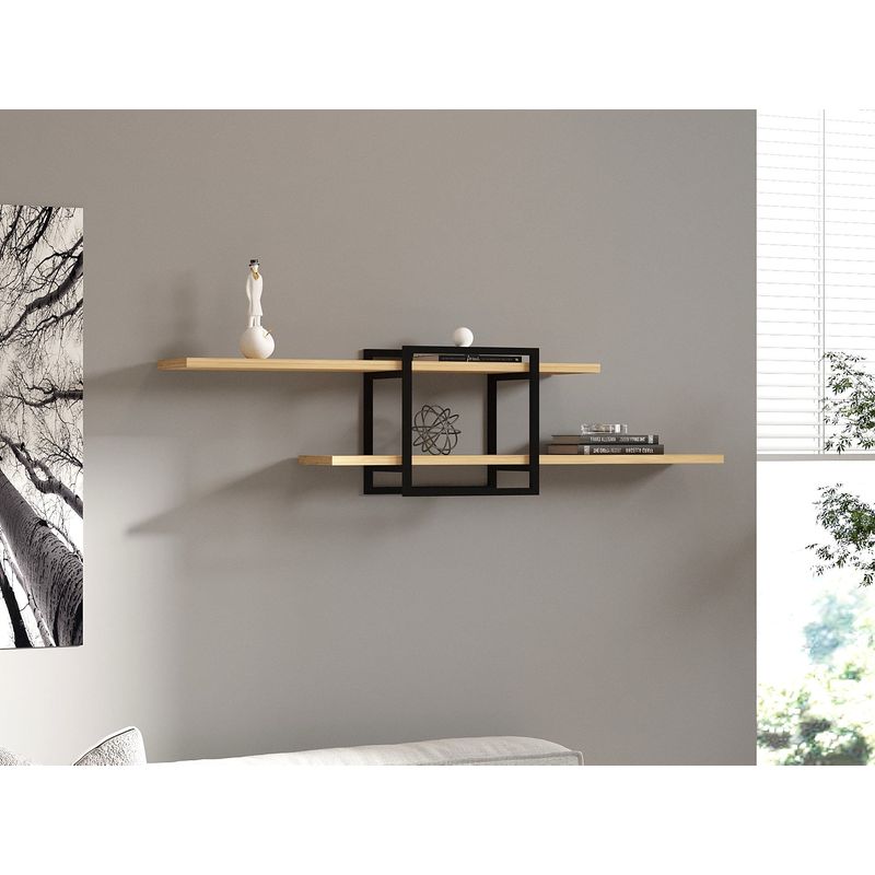 Casa si Gradina - Mobilier - Biblioteci si rafturi - Etajere - Etajera de perete, Hanah Home, pal melaminat, stejar safir, 120x30x18 cm - Infinity.ro