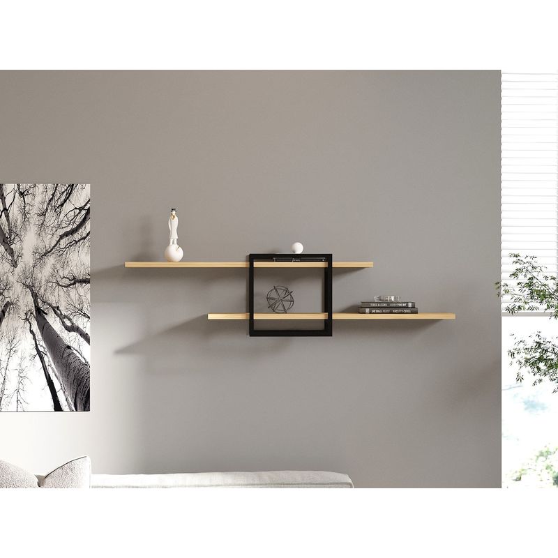 Casa si Gradina - Mobilier - Biblioteci si rafturi - Etajere - Etajera de perete, Hanah Home, pal melaminat, stejar safir, 120x30x18 cm - Infinity.ro