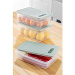 Casa si Gradina - Bucatarie si vesela - Organizare si depozitare bucatarie - Cutii alimentare - Set cutii alimentare, Hermia, plastic, albastru, 18.5x28.5x7/10/13 cm, 3 piese - Infinity.ro