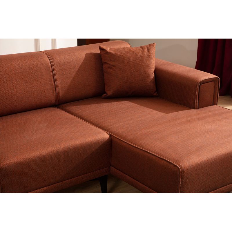 Casa si Gradina - Mobilier - Canapele si coltare - Coltare - Coltar extensibil, Hanah Home, lemn fag si pal, rosu tigla, 250x140x85 cm - Infinity.ro