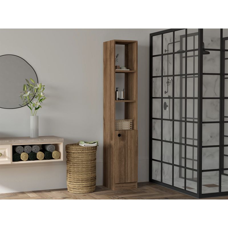 Casa si Gradina - Mobilier - Mobilier baie - Corpuri baie - Dulap baie, Hanah Home, pal melaminat, nuc, 30x29.6x170 cm - Infinity.ro