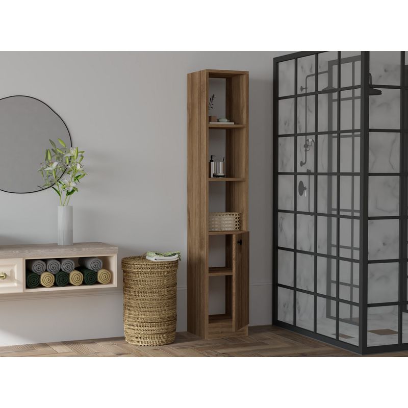 Casa si Gradina - Mobilier - Mobilier baie - Corpuri baie - Dulap baie, Hanah Home, pal melaminat, nuc, 30x29.6x170 cm - Infinity.ro
