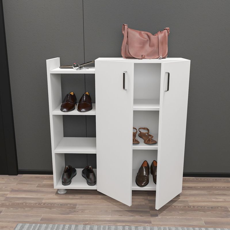 Casa si Gradina - Mobilier - Dulapuri si sifoniere - Dulapuri pantofi - Dulap pantofi, Hanah Home, pal melaminat, alb, 90x29.6x95 cm - Infinity.ro