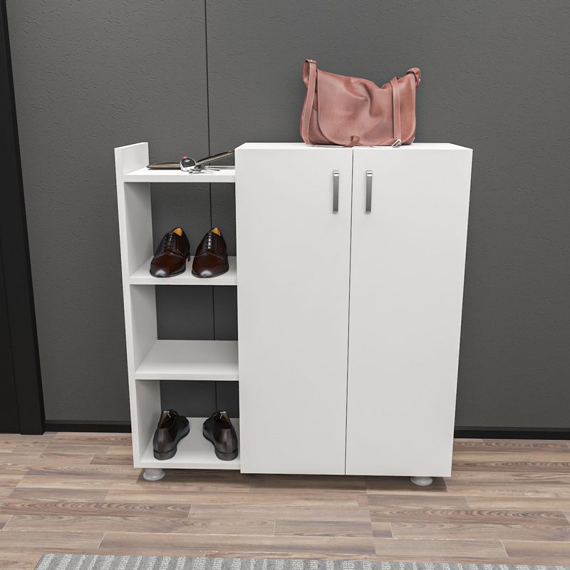 Casa si Gradina - Mobilier - Dulapuri si sifoniere - Dulapuri pantofi - Dulap pantofi, Hanah Home, pal melaminat, alb, 90x29.6x95 cm - Infinity.ro