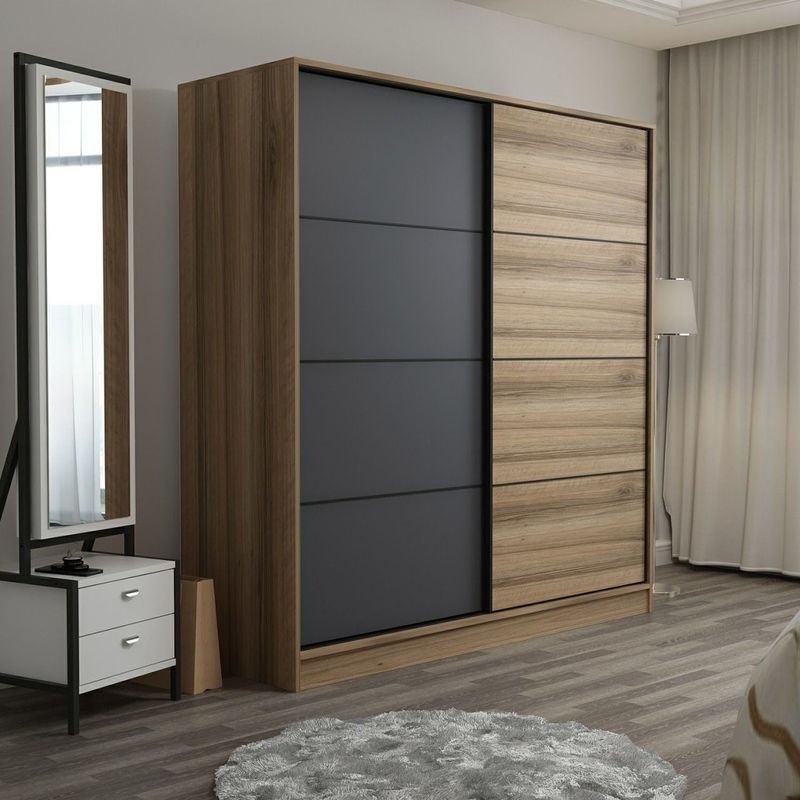 Casa si Gradina - Mobilier - Dulapuri si sifoniere - Dulapuri - Dulap, Hanah Home, pal melaminat, dore si antracit, 180x190x52 cm - Infinity.ro