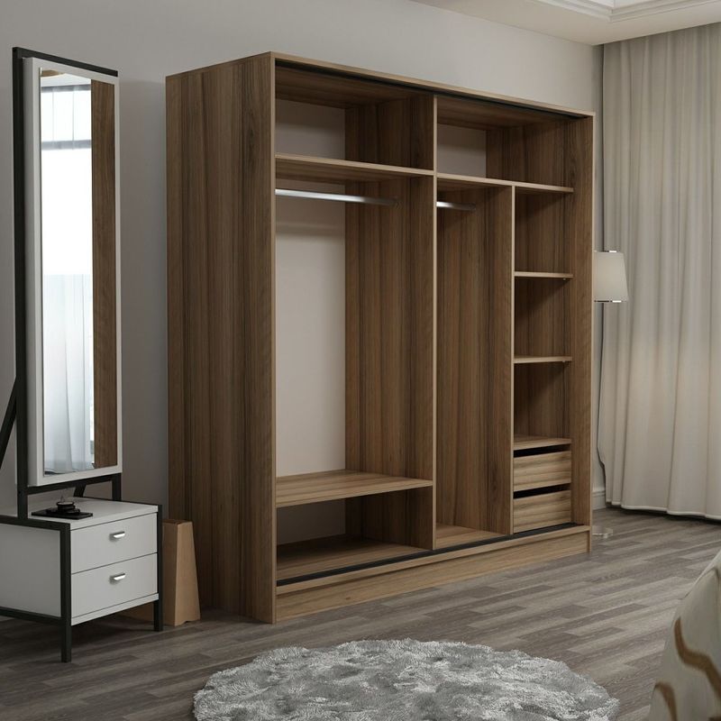 Casa si Gradina - Mobilier - Dulapuri si sifoniere - Dulapuri - Dulap, Hanah Home, pal melaminat, dore si antracit, 180x190x52 cm - Infinity.ro