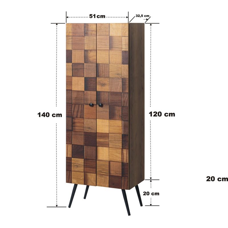 Casa si Gradina - Mobilier - Dulapuri si sifoniere - Dulapuri - Dulap multifunctional, Hanah Home, panou aglomerat melaminat, hititte, 51x32x140 cm - Infinity.ro