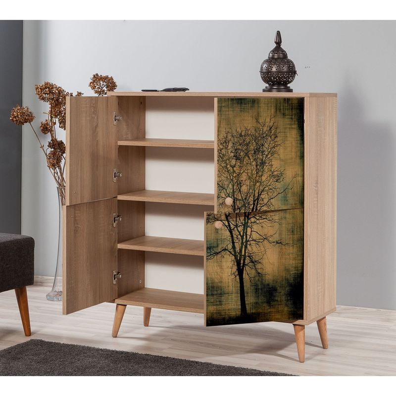Casa si Gradina - Mobilier - Dulapuri si sifoniere - Dulapuri - Dulap multifunctional, Hanah Home, PAL melaminat, stejar sonoma, 95x36x111 cm, 863SPH3934 - Infinity.ro