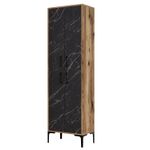 Casa si Gradina - Mobilier - Dulapuri si sifoniere - Dulapuri - Dulap multifunctional, Hanah Home, pal melaminat, nuc si negru, 60x35x200 cm - Infinity.ro