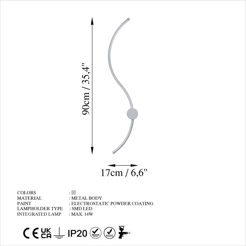 Casa si Gradina - Corpuri si surse de iluminat - Plafoniere, aplice si spoturi - Aplica, Opviq, metal, gri, 90x17x10 cm - Infinity.ro