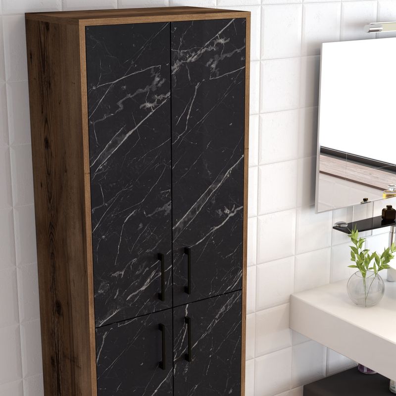 Casa si Gradina - Mobilier - Dulapuri si sifoniere - Dulapuri - Dulap multifunctional, Hanah Home, pal melaminat, nuc si negru, 60x35x200 cm - Infinity.ro