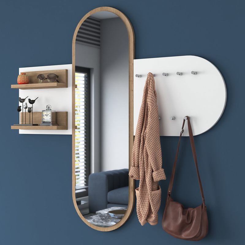 Casa si Gradina - Mobilier - Organizare si depozitare - Cuiere - Cuier, Hanah Home, pal melaminat, alb nuc, 125x120x12 cm - Infinity.ro