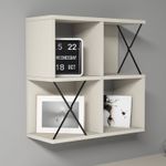 Casa si Gradina - Mobilier - Biblioteci si rafturi - Etajere - Etajera de perete, Hanah Home, panou de particule melaminat, crem si negru, 60x24x60 cm - Infinity.ro